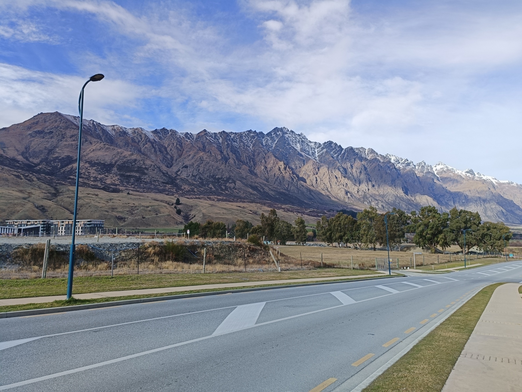 North face of the Remarkables range showing little snow.